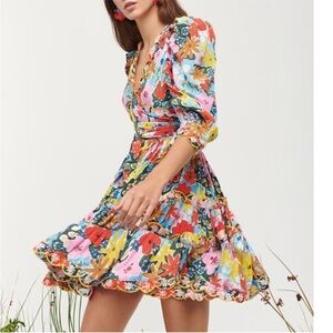 Celia B Aila Floral Mini Dress Tie‎ Belt Designer Size Medium NWT